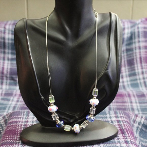 NWT Facets 5th Avenue Art Glass Beaded Necklace - Picture 2 of 6